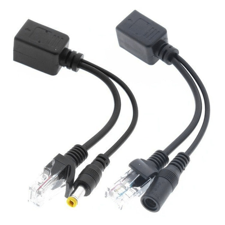 2 in 1 RJ45 POE Injector and Splitter Cable Set with 2.1x 5.5mm Female & Male DC Jack, 2.1x 5.5mm Female 2 in 1 RJ45 POE Injector and Splitter Cable Set with 2.1x 5.5mm Female & Male DC Jack, 2.1x 5.5mm Female